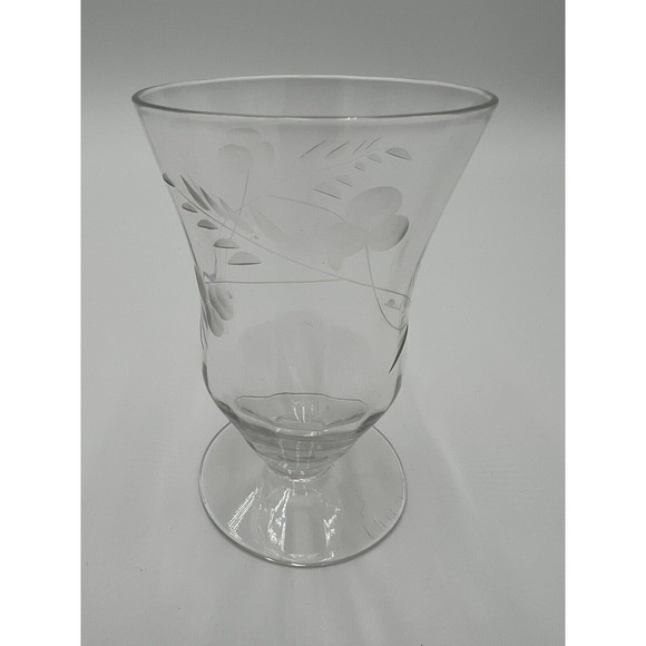 Vintage Juice Glasses Flower Etched Stem Set of 4‎ Glasses - Picture 5 of 6